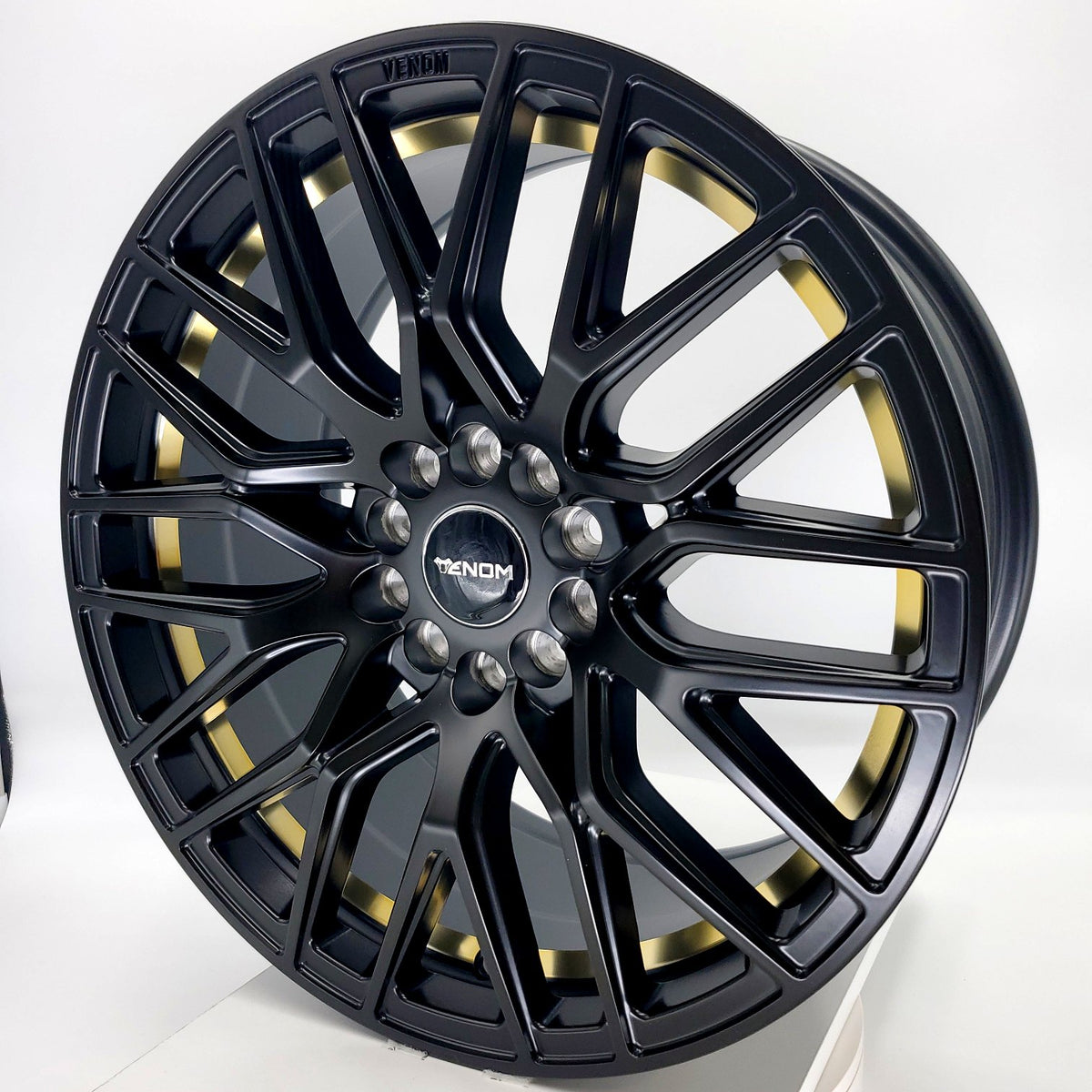 Luxxx Wheels - Venom 40 Satin Black Gold Line 17x8 – VID Wheels