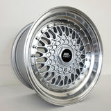 MST Wheels - MT13 Silver Machined Lip Gold Rivets 15x8