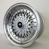 MST Wheels - MT13 Silver Machined Lip Gold Rivets 15x8