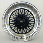 MST Wheels - MT13 Black Machined Lip Gold Rivets 15x8