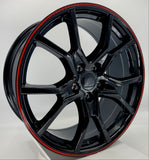 Replica Wheels - HD3 Glosss Black Red Tip 18x8