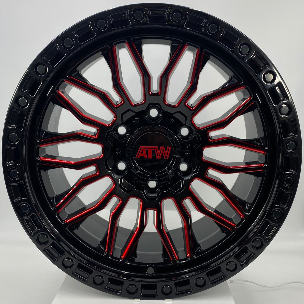 ATW Wheels - NILE Gloss Black Red Milled 20x9 – VID Wheels