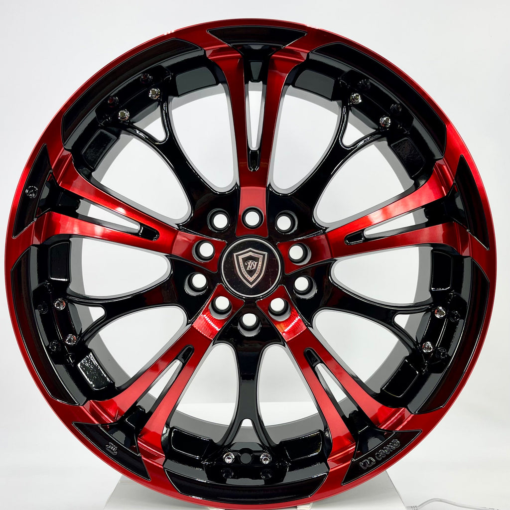 White Diamond Luxury Wheels - W667 Gloss Black Red Face 17x7.5 – VID Wheels