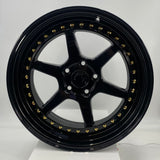 Aodhán Wheels - DS09 Gloss Black w/ Gold Rivets 18x8.5