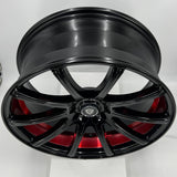 White Diamond Luxury Wheels - W3195 Gloss Black Red Inner Lip 20x8.5