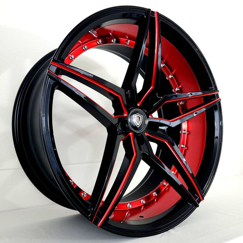 Marquee Wheels - M3259 Gloss Black Red Milled 22x10.5
