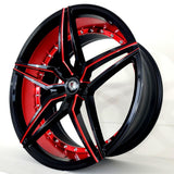 Marquee Luxury Wheels - M3259 Gloss Black Red Milled 20x10.5