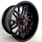 Luxxx Wheels - HD29 Gloss Black Red Milled 22x11