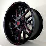 Luxxx Wheels - HD29 Gloss Black Red Milled 22x11
