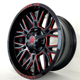 Luxxx Wheels - HD25 Gloss Black Red Milled 20x10