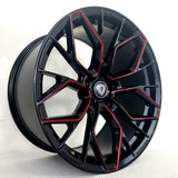 Marquee Luxury Wheels - M1004 Gloss Black Red Milled 20x9