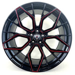 Marquee Luxury Wheels - M1004 Gloss Black Red Milled 20x10.5
