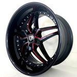 Marquee Luxury Wheels - M5331 Black Red Milling 20x10.5