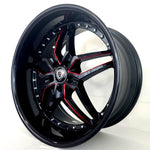 Marquee Luxury Wheels - M5331 Black Red Milling 20x9