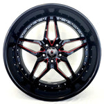 Marquee Luxury Wheels - M5331 Black Red Milling 20x9