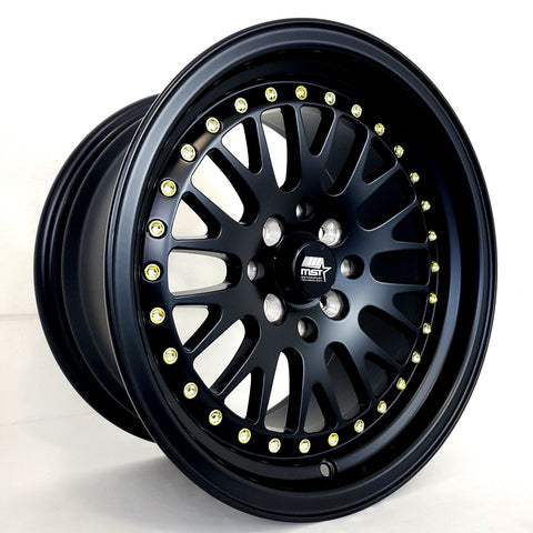 MST Wheels - MT10 Matte Black Gold Rivets 15x8