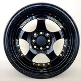 Aodhán Wheels - AH03 Gloss Black Gold Rivets 15x8