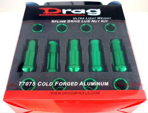 Drag - Spline Drive Lug Nut Kit Green 12x1.5