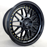 Aodhán Wheels - AH02 Gloss Black Gold Rivets 18x9.5