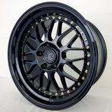 Aodhán Wheels - AH02 Gloss Black Gold Rivets 18x9.5