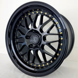 Aodhán Wheels - AH02 Gloss Black Gold Rivets 18x8.5