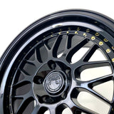 Aodhán Wheels - AH02 Gloss Black Gold Rivets 18x9.5