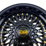 ESM Wheels - ESM002R Gloss Black Gold Rivets 15x8