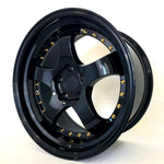 Aodhán Wheels - AH03 Gloss Black Gold Rivets 18x9.5