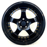 Aodhán Wheels - AH03 Gloss Black Gold Rivets 18x9.5