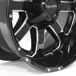 Falcon F1 - Gloss Black w/Diamond Milling 20x10