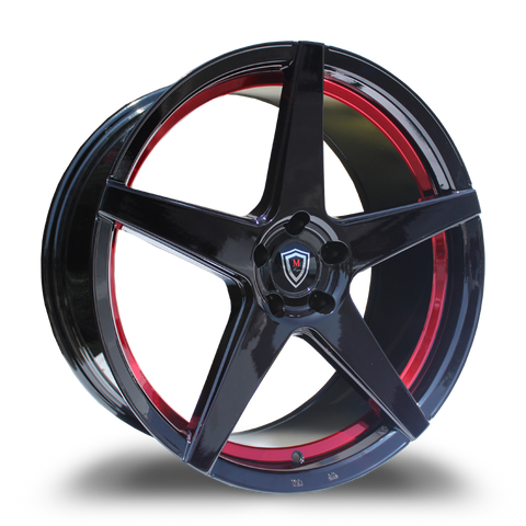 Marquee Luxury Wheels - M1001 Black Red Inner Line 20x9