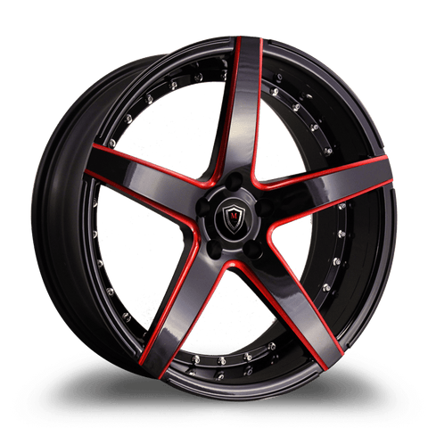 Marquee Luxury Wheels - M3226 Gloss Black Red Milled 20x9