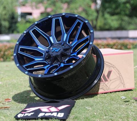 TW Wheels - T3 Gloss Black Blue Milling 20x10